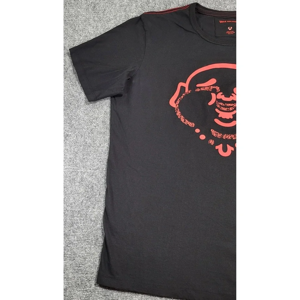True Religion Men's Black Crew Neck Lucky Buddha Logo T-Shirt Size XXX-Large